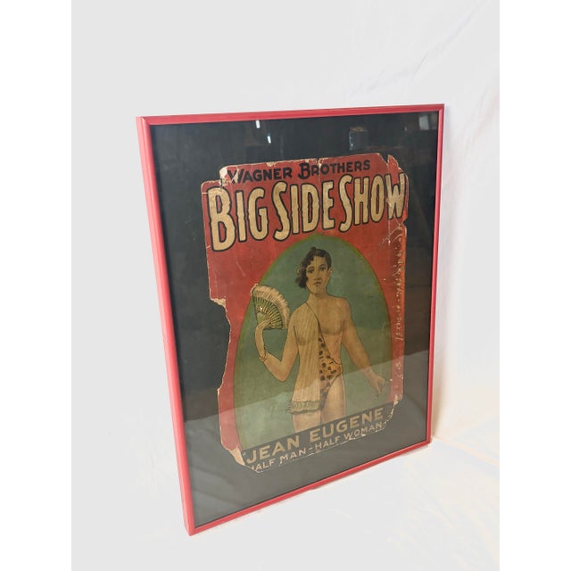 Early 20th Century Coney Island Wagner Brothers Big Side Show Advertising Poster For Sale In Chicago - Image 6 of 9