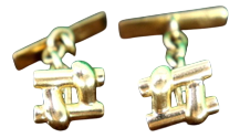 Gold Cufflinks in Cardinal and Cut-Out Caps, Set of 2