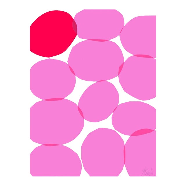 11 Pink Ovals, One Red Fine Art Print 25 1/2" X 33 1/2" by Liz Roache For Sale