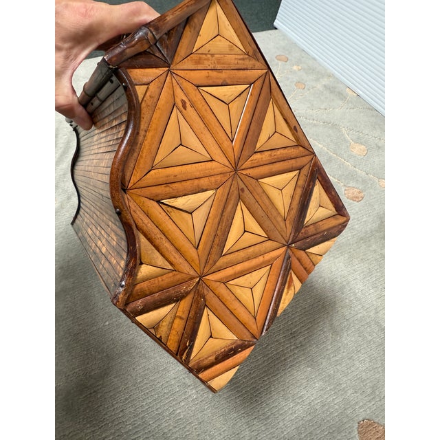 Wood Vintage Bamboo Trinket Box For Sale - Image 7 of 12