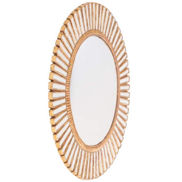 Mid-Century Modern A Cream Glass & Resin Convex Mirror, in the Manner of Line Vautrin. Contemporary. For Sale - Image 3 of 7