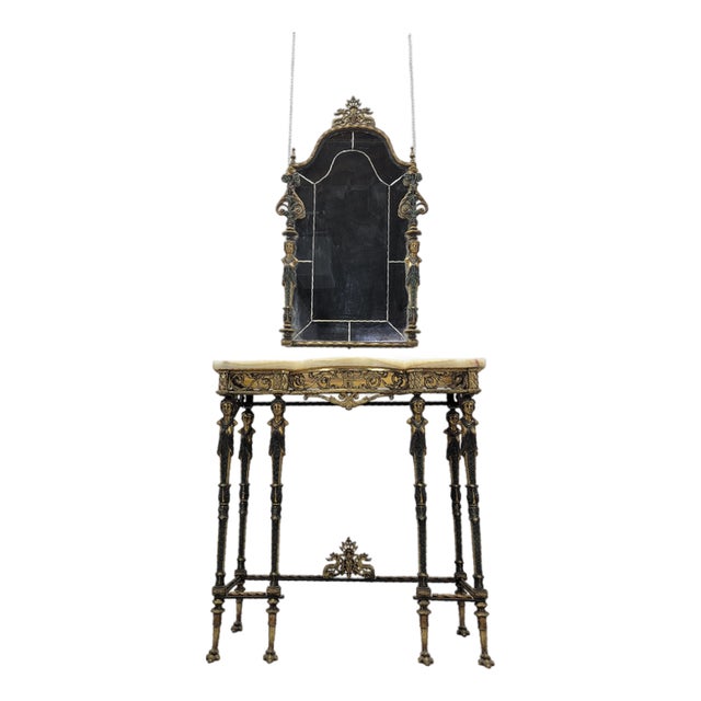 Antique Oscar Bach Style Console Table With Mirror For Sale