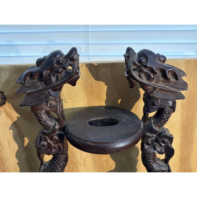 Rare antique carved wood scabbard sword holder, antique carved pocket watch holder, in the form of a double dragon beast...