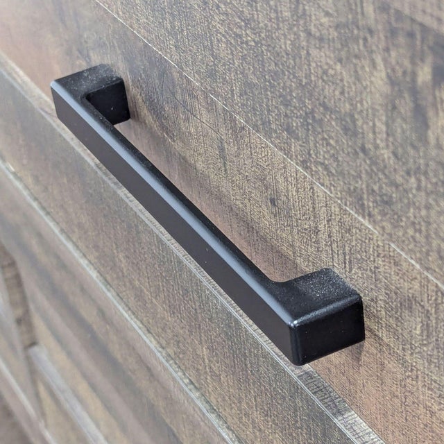 Wood Crown Mark 6-Drawer Rustic Wood Dresser With Modern Black Handles For Sale - Image 7 of 11