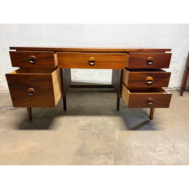 Mid Century Modern Walnut Writing Desk by Stanley Furniture For Sale - Image 14 of 18