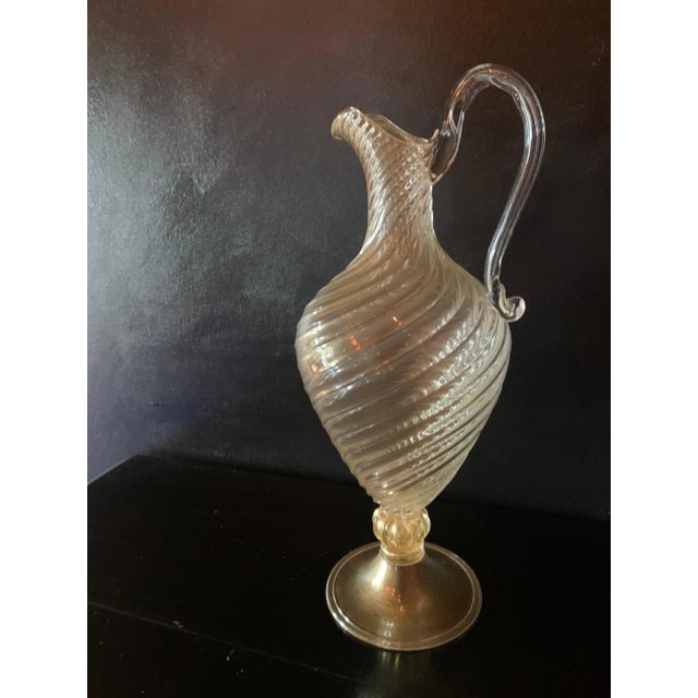 Hand Blown Italian Murano Swirl Decanter with Gold Leaf Inclusions For Sale - Image 11 of 12
