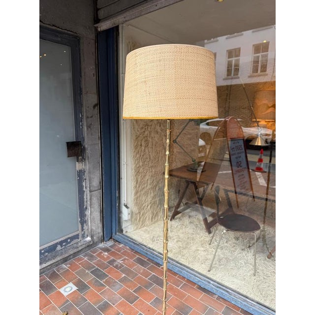 Triple Bronze Faux Bamboo Floor Lamps by Maison Bagues, 1950 For Sale - Image 10 of 17