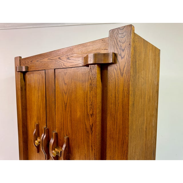 Brutalist Belgian Oak Cupboard, 1960s For Sale - Image 10 of 10