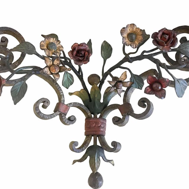 Rectangular Shelves in Polychrome Lacquered Wrought Iron, Early 1900s, Set of 2 For Sale - Image 4 of 8