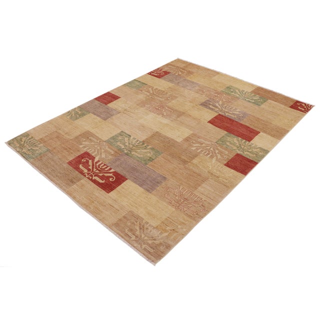 Abstract Modern Gabbeh Tan/Beige Wool Rug - 8'8'' X 11'5'' For Sale - Image 3 of 10