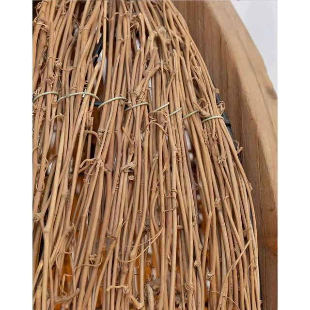 Rattan Branch & Wood Frame Natural Style Lamp For Sale - Image 4 of 6