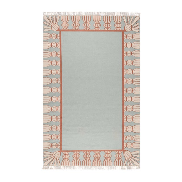 Part & Parcel Goods Wool Tassel Rug, 12' x 15', Sky Blue, Topaz and Eggshell For Sale