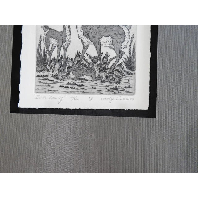 Rustic Mid 20th Century Woody Crumbo Deer Family Etching For Sale - Image 3 of 4