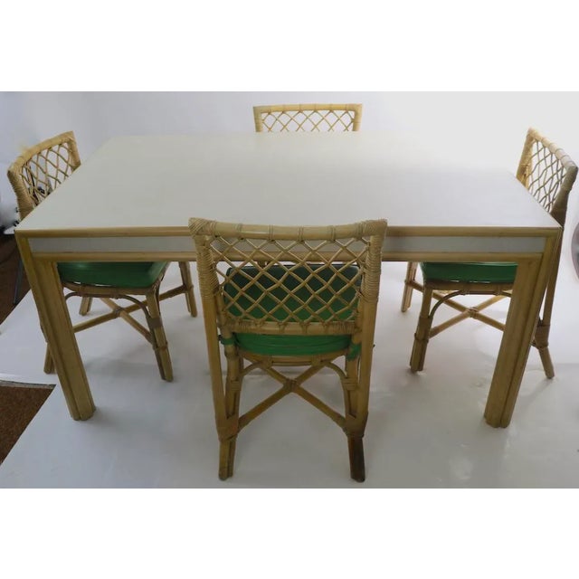 Large Bamboo and Formica Dining Conference Table Desk Attributed to Ficks Reed For Sale - Image 9 of 10