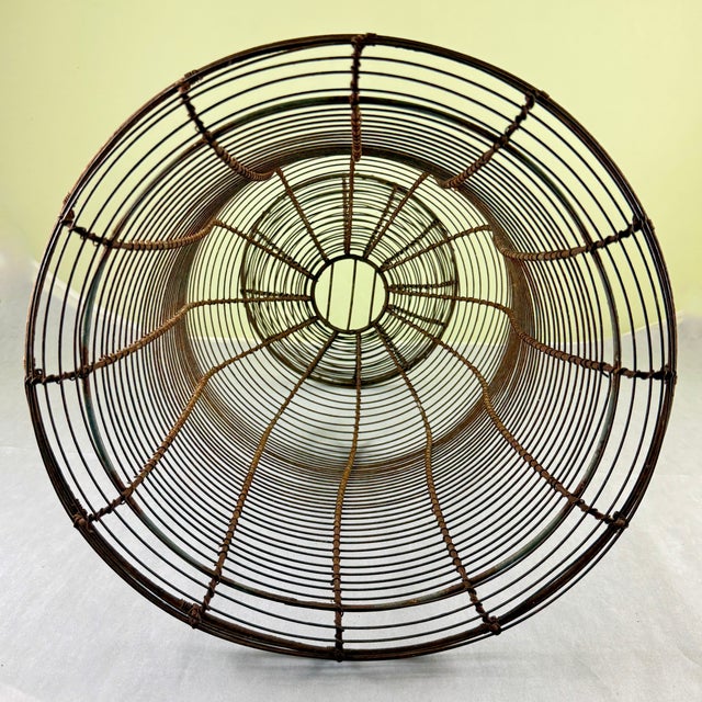 Antique French Large Pedestal Urn Hand Made Black Twisted Wire Basket, Late 19th For Sale - Image 10 of 12