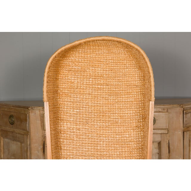 Wood Orkney Island Midcentury Scottish Canopy Chair with Hand Woven Straw Back For Sale - Image 7 of 12