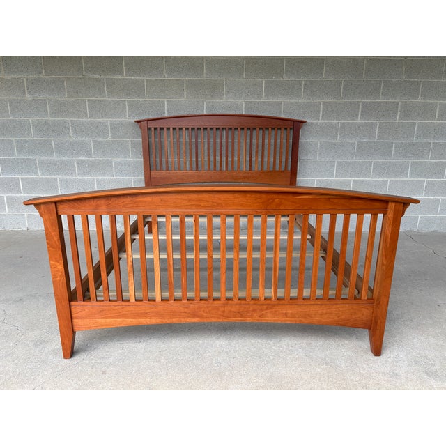 Description: Chatam Reproductions Arts & Crafts Mission Style Queen Size Cherry Bed Frame. Original Clean Finish. Normal...