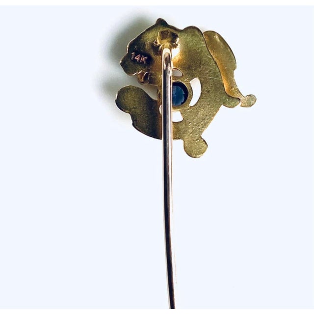 Metal 1960s 14k Yellow Gold Intricately Coiled Fish Brooch With Sapphire in His Mouth For Sale - Image 7 of 8