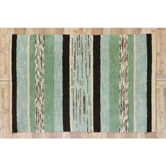 Baby Blue Vintage Swedish Rya Rug - 04'07 X 06'09 For Sale - Image 8 of 9