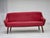 1970s, Danish 2-seater sofa. Red furniture fabric, teak wood legs and armrests. Original good condition: no smells, no...