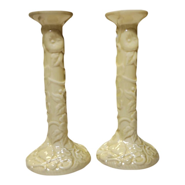 Vintage Bordallo Pinheiro Candlesticks Pair For Sale