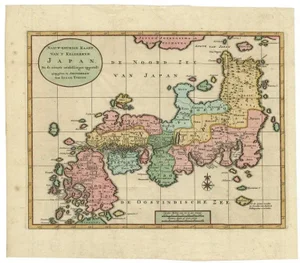 Antique Map of Japan with Scale and Compass Rose, 1730s