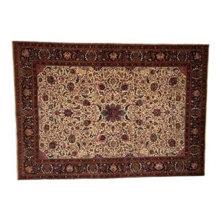1920's Antique Kashan Carpet , 9'7" X 12'8" For Sale