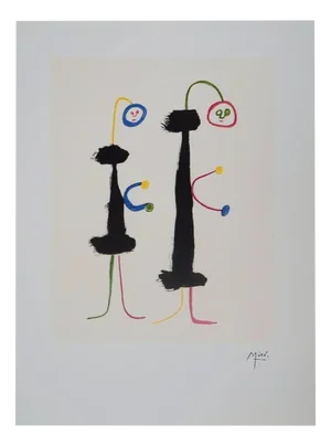 Joan Miro, Surreal Loving Couple, 1970s, Lithograph