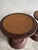 Set of 2 Art Nouveau side tables with woven top This elegant set of tables from the early 20th century is a beautiful...