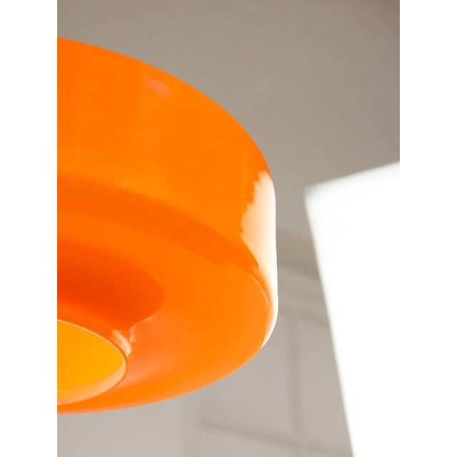 Mid-Century Modern Italian Pendant Lamp in Orange Glass and Brass For Sale - Image 4 of 18