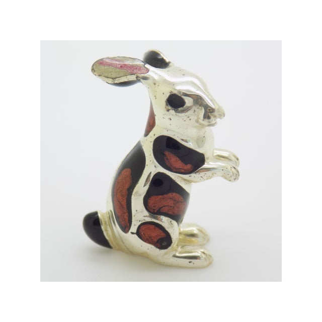 Vintage Italian Sterling Silver 925 Enameled Bunny Miniature Figurine by Saturno, Arezzo, 1980s For Sale - Image 12 of 12