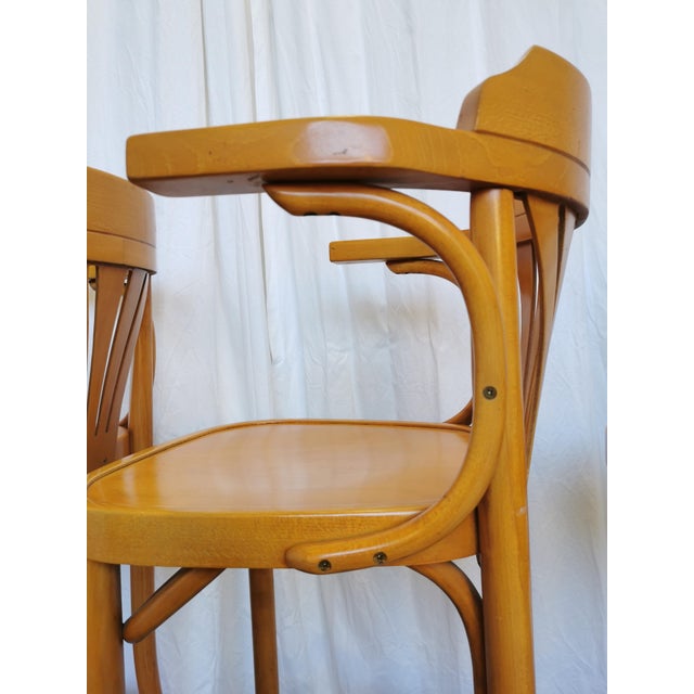 Vintage Bentwood High Pub Stools with Armrests, 1970s, Set of 4 For Sale - Image 6 of 18
