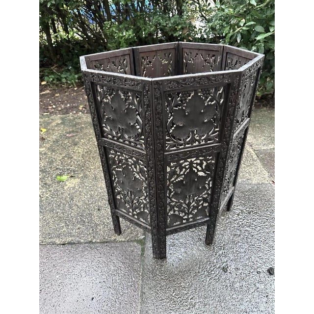 Anglo-Indian Carved Rosewood Folding Table with Floral Inlay For Sale - Image 6 of 8