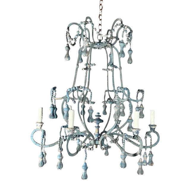 Livorno Wood Beaded Chandelier by Miamar Home For Sale