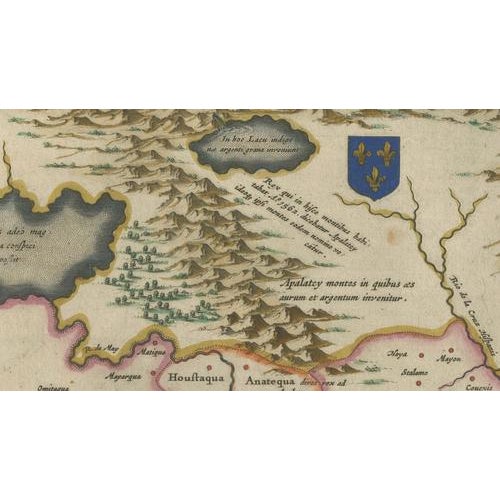 Gold Virginia and Florida Map from Blaeu, 1642 For Sale - Image 8 of 13