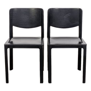 Black Leather Chairs by Matteo Grassi, Italy, 1980, Set of 2 For Sale