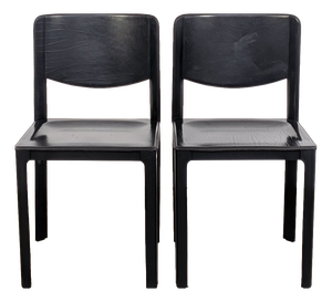 Black Leather Chairs by Matteo Grassi, Italy, 1980, Set of 2