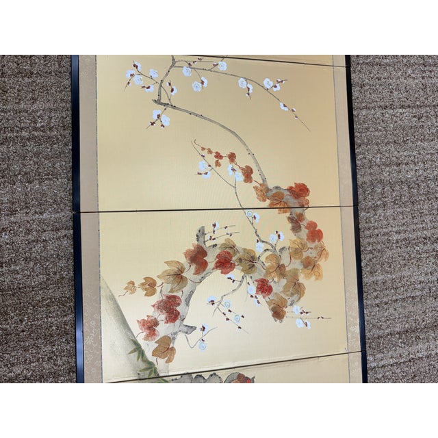 Vintage Chinese Handpainted and Signed Silk Screen, 4 Panels For Sale - Image 12 of 12