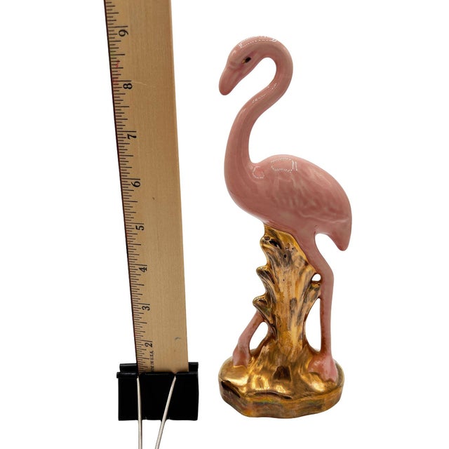 Mid 20th Century Ceramic Fancy Bird Pink & Gold Flamingo Tabletop Statue For Sale - Image 10 of 10