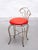 Mid-Century Modern Brass Vanity Chair with Red Leather Seat, France, 1950 For Sale - Image 3 of 10