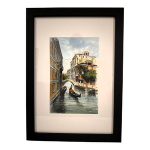 1995 Giamberti Framed Original Venetian Canal Watercolor