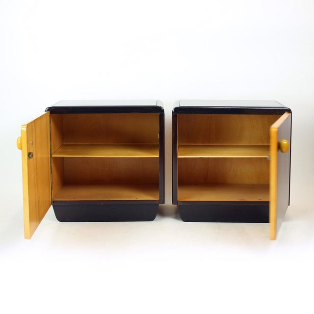 1960s Mid-Century Bedside Tables with Glass Tops, Former Czechoslovakia, 1960s, Set of 2 For Sale - Image 5 of 12
