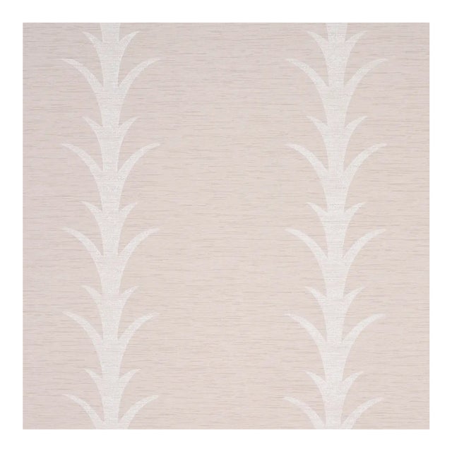 Schumacher X Celerie Kemble Acanthus Stripe Vinyl Wallpaper in Limestone For Sale