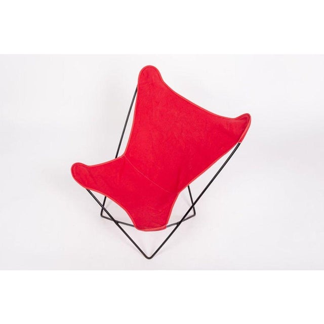 Vintage Mid Century Red Butterfly Canvas and Metal Chair by Knoll, 1970s For Sale - Image 9 of 10