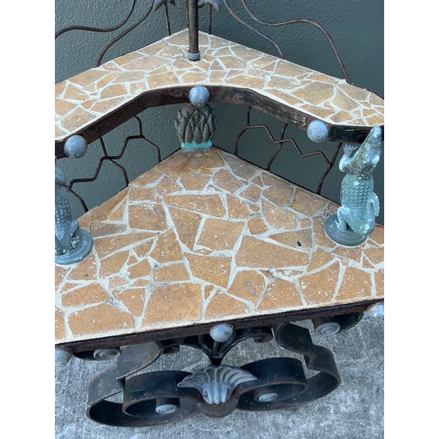 Vintage Boho Artisan Wrought Iron Corner Table For Sale - Image 10 of 12