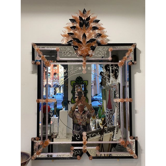 Traditional "Nefertari" Venetian Mirror Created for Venice Glass Week For Sale - Image 3 of 5