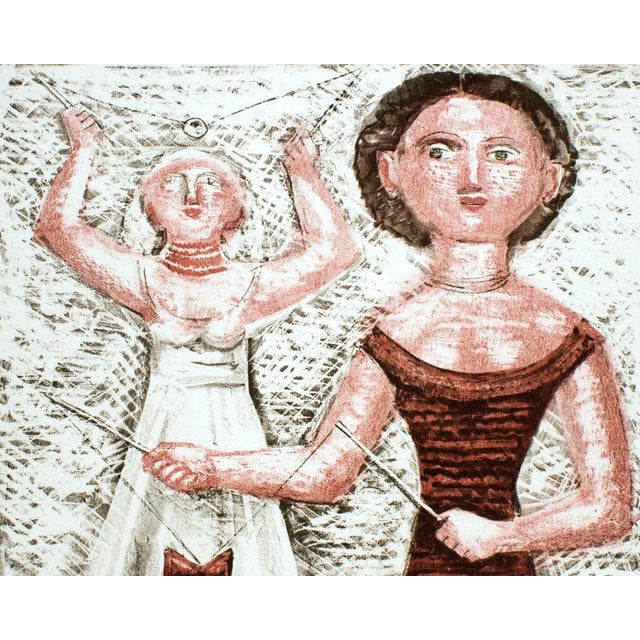 Il Gioco del Rocchetto - Original Lithograph by M. Campigli - 1952 1952 For Sale - Image 3 of 4