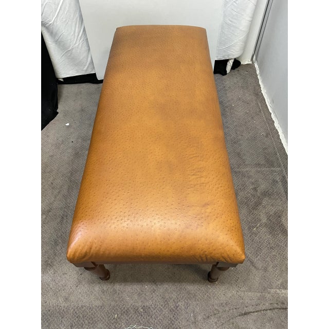 Mid 20th Century Mid Century Modern Rosewood Long Bench With Ostrich Leather Seat For Sale - Image 4 of 7