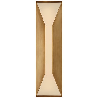 Kelly Wearstler for Visual Comfort Signature Stretto Medium Sconce in Antique-Burnished Brass with Frosted Glass For Sale