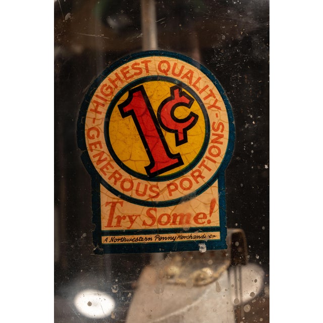 Metal Vintage Porcelain "Penny Merchandiser" Gumball Machine by Northwestern For Sale - Image 7 of 8